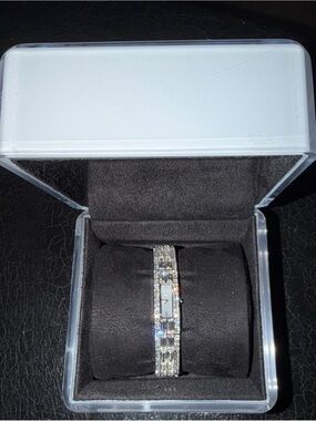 Sterling Silver Crystal Bracelet Watch - White/Silver